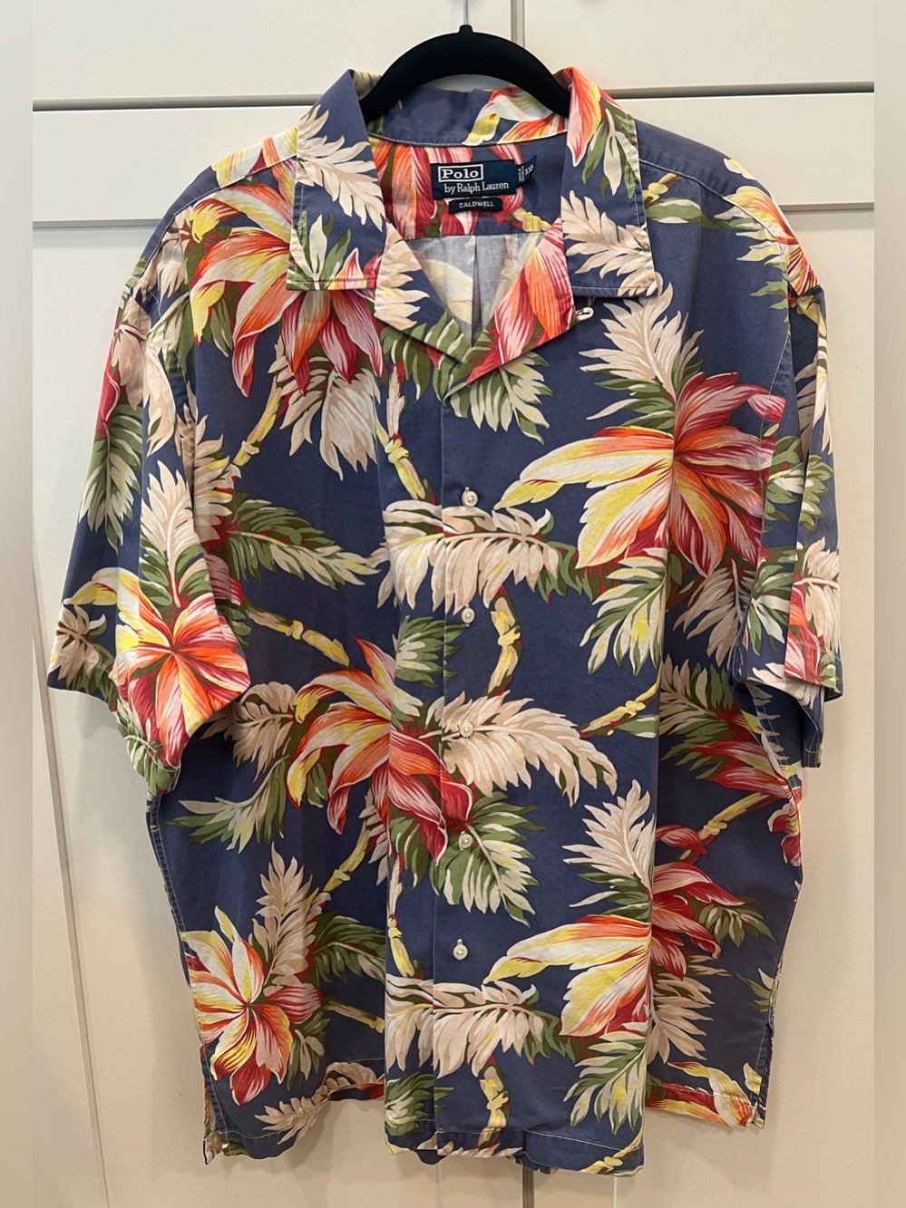 VINTAGE MEN’S POLO RALPH LAUREN CALDWELL COTTON HAWAIIAN CAMP SHIRT, SIZE XXL.